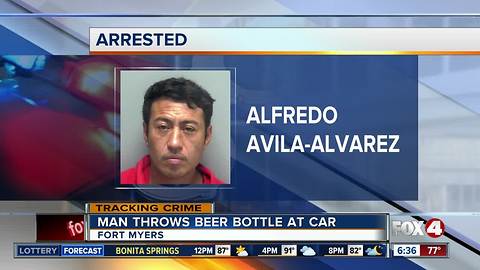 Fort Myers man accused of throwing beer bottle at car, with child inside