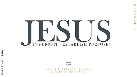 Jesus In Pursuit - Establish Purpose! || April 14, 2024