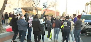 Hundreds gather for protest ahead of Clark County School District board meeting