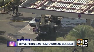 DUI driver arrested, woman injured in car fire at gas station in Chandler