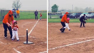 Kid Wants To Be Batter And Catcher At The Same Time