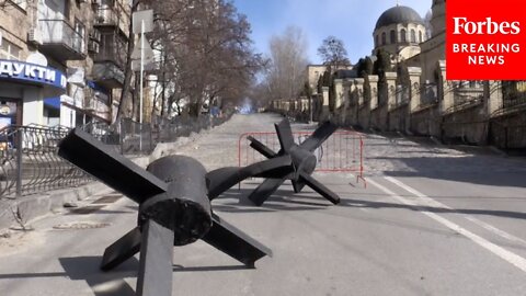 Ukrainians Use WWII Anti-Tank Hedgehogs From Museum To Block Russian Invasion Forces In Kyiv