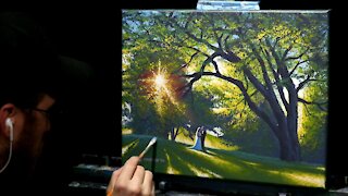 Acrylic Landscape Painting of a Wedding Under A Tree - Time Lapse - Artist Timothy Stanford