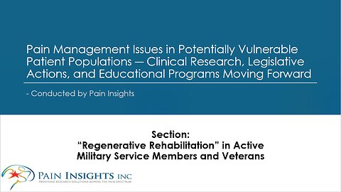 Pain Management Issues ― Regenerative Rehabilitation in Veterans & Active MSMs