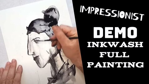 Impressionist Ink Wash Painting By The Artist Vital, Full Painting to Chill music.