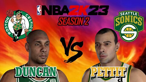 Tim Duncan vs Bob Pettit - Boston Celtics vs Seattle Supersonics - Season 2: Game 31