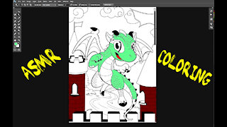 ASMR Coloring A Baby Dragon With Photoshop