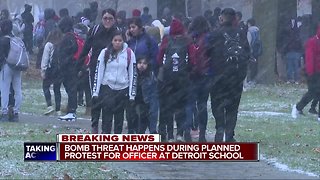 Bomb threat happens during planned protest for officer at Detroit school