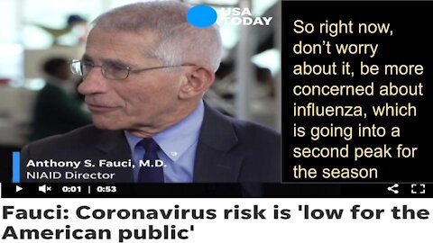 Dr Faui on 18 Feb 2020 said Coronavirus risk is low