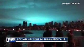 New York sky turns bright blue