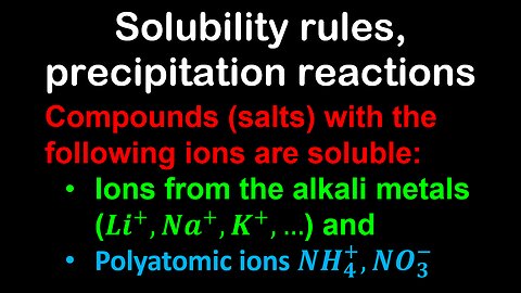 Solubility rules, precipitation reactions - Chemistry