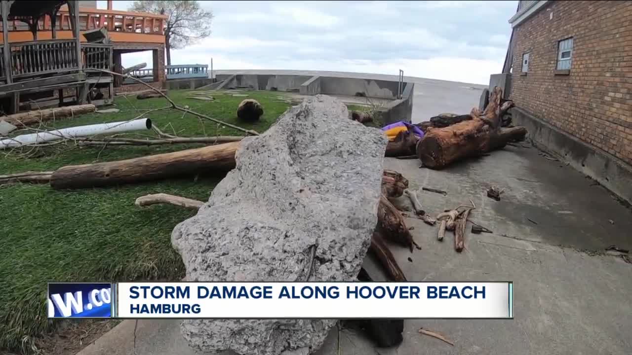 Storm damage along Hoover Beach