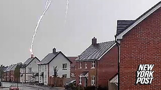 Lightning strike blasts chimney to pieces