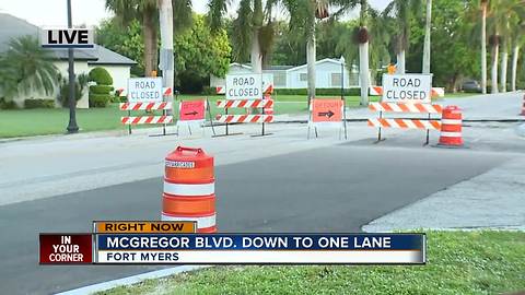McGregor Boulevard closed for road work Monday