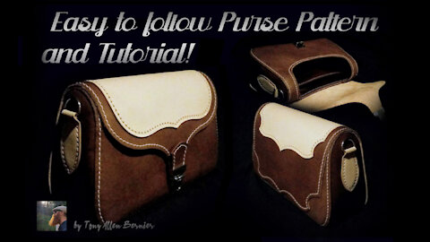 Leather Purse Pattern and Tutorial, Leather working pattern by Tony Allen Bernier