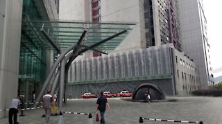 Glass canopy curved steel structure in Hong Kong Island