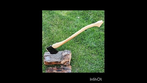 Elwell 4 1/2 Tasmanian on a handcarved Hickory handle! #axe ##handcarvedhandles #tassie