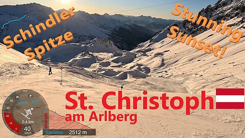 [4K] Skiing St. Christoph am Arlberg, Schindler Spitze Loop & Stunning Sunset, Austria, GoPro HERO11