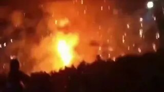 Pyrotechnics accidentally exploding at a party
