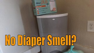Dekor Plus Diaper Pail: Hands Free Odor Control | Dad Reviews