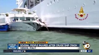 Cruise ship in Italy crashes into dock and another boat