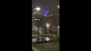 Beautiful snow fall downtown Calgary