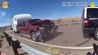 Truck gets wrecked, police cruiser not so much