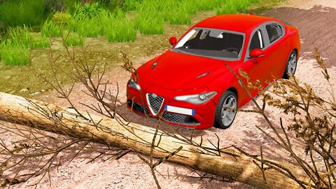 Alfa Romeo Julia vs Fallen Tree – BeamNG Drive