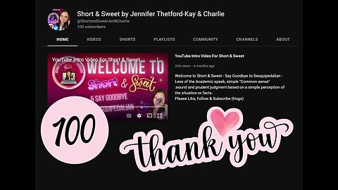 Thank You - I made it to 100 subs - Onwards & Upwards!