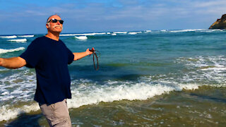 Enjoying a Pacific Ocean morning coffee