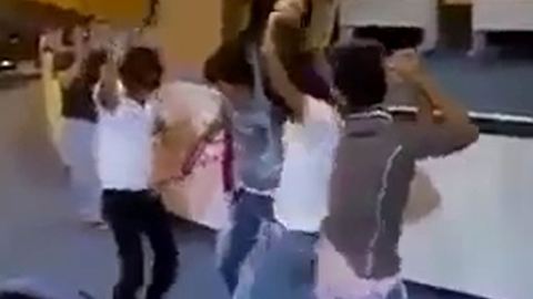 Iranian students dancing in classroom