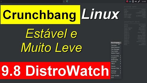 Crunchbang++ Linux. Distro Minimal Debian 12. Muito Leve e Rápida. 9.8 no Distrowatch