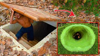 25Days Build Hidden underground Temple House with Waterslide to Secret Pool