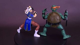 Playmates Toys TMNT Vs Street Fighter 35th Anniversary Michelangelo and Chun-Li Two Pack