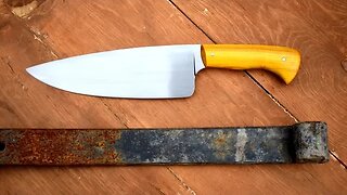 Forging a Kitchen knife from a rusty leaf spring part 2 Finished!