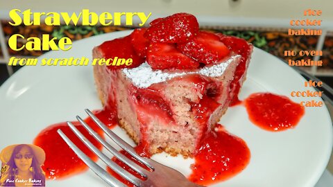 Strawberry Cake from Scratch Recipe | Strawberry Cake with Frozen Strawberries