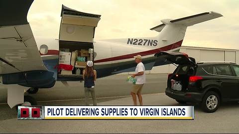 Pilot delivering supplies to Virgin Islands after Hurricane Irma and Hurricane Maria