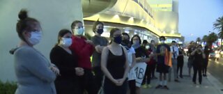 Protesters gather on Las Vegas Strip