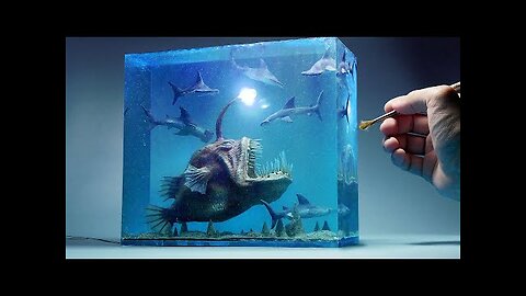 How To Make Deep Sea Fish and Hammerhead Sharks Diorama _ Polymer Clay _ Epoxy resin