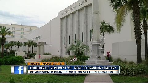 Hillsborough County commissioners vote to relocate Confederate statue to private cemetery
