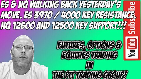 ES NQ Walking Back - ES E mini S&P500 NQ NASDAQ 100 Premarket Trade Plan - The Pit Futures Trading