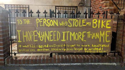 Girl Leaves Message To Thief Who Stole Her Bike
