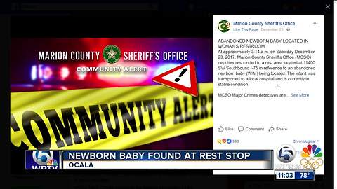 Newborn baby found at Interstate 75 rest stop in Florida