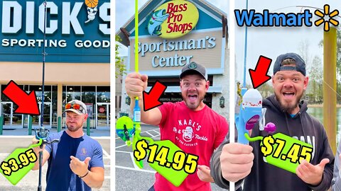 Buying the CHEAPEST Fishing Combo at Each Store CHALLENGE!
