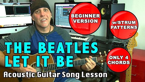 Beginner Guitar EZ Version learn Let It Be by The Beatles (only 4 chords)