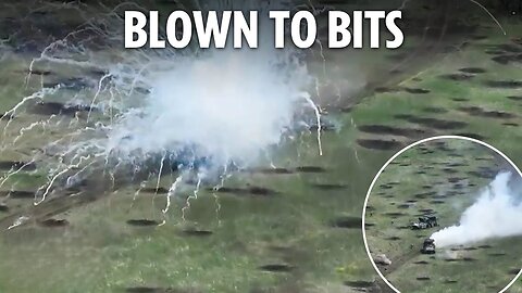 Moment two Russian armoured vehicles are obliterated by Ukraine before troops flee huge explosion