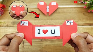 How to Make Paper Heart Slider Card | Valentine's Day Special Paper Craft | Easy Paper Crafts