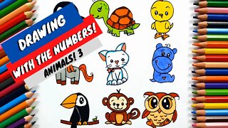 How to draw and paint animals from numbers 3