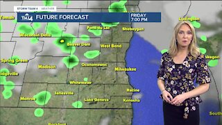 Scattered showers possible Friday evening with lows in the 40s