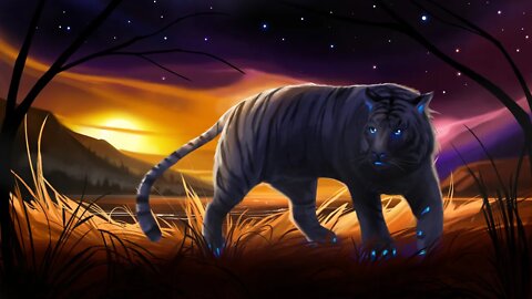 Fantasy Tiger | Animal Sunset Painting